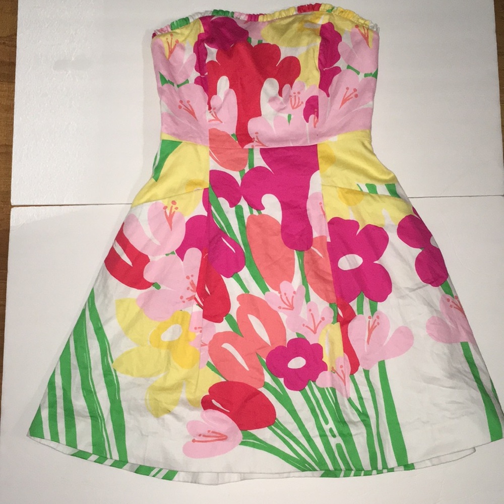 Lilly Pulitzer Blossom Strapless Dress Floral Sz 0